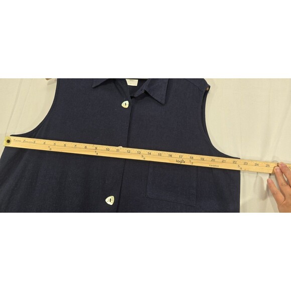 Coldwater Creek Womens 2-Piece Set Linen Tunic Top Crop Pants Blue Lagenlook XL - Picture 14 of 16